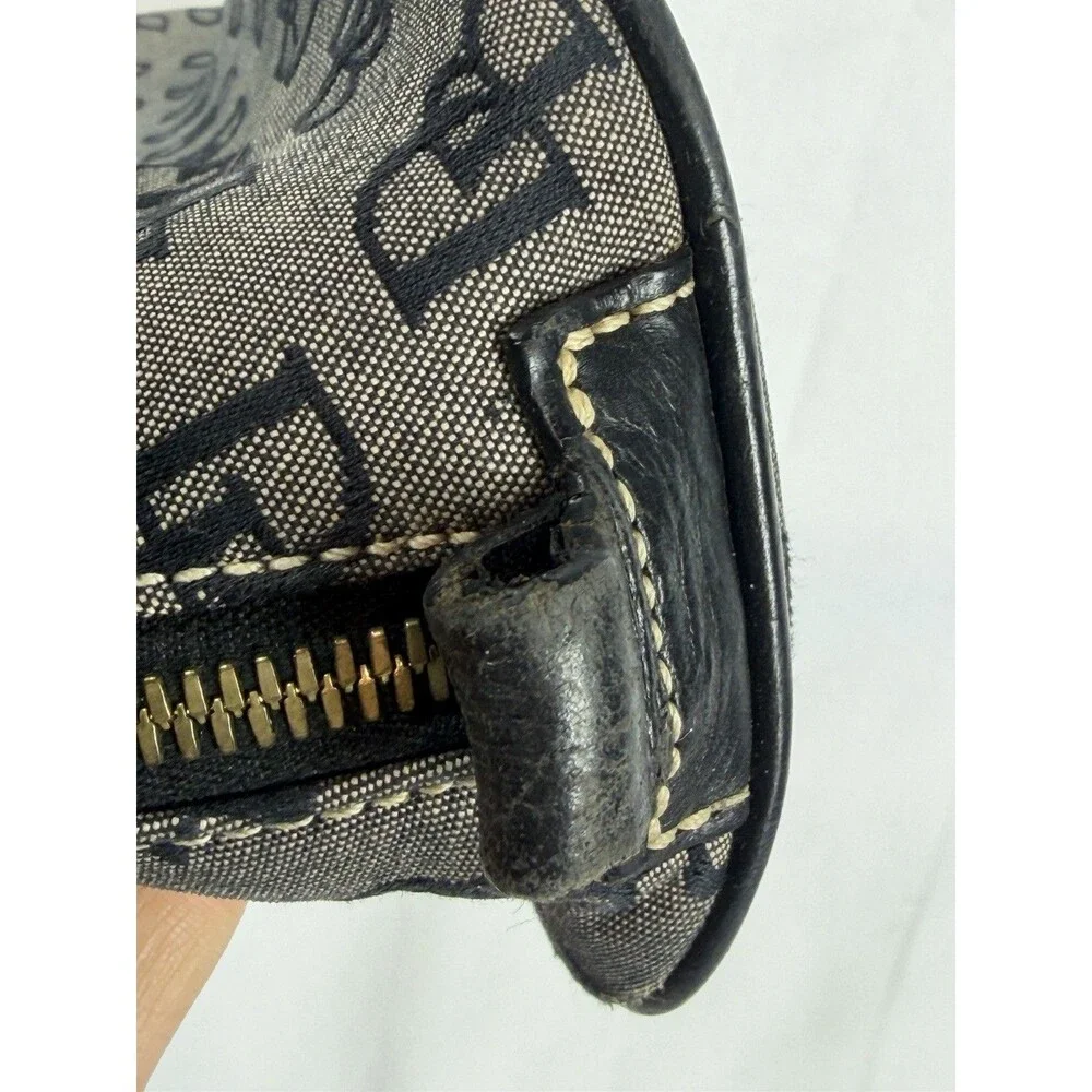 Vintage Dooney & Bourke Mini Bag Black & Gray Monogram DB Black Leather - Picture 11 of 16